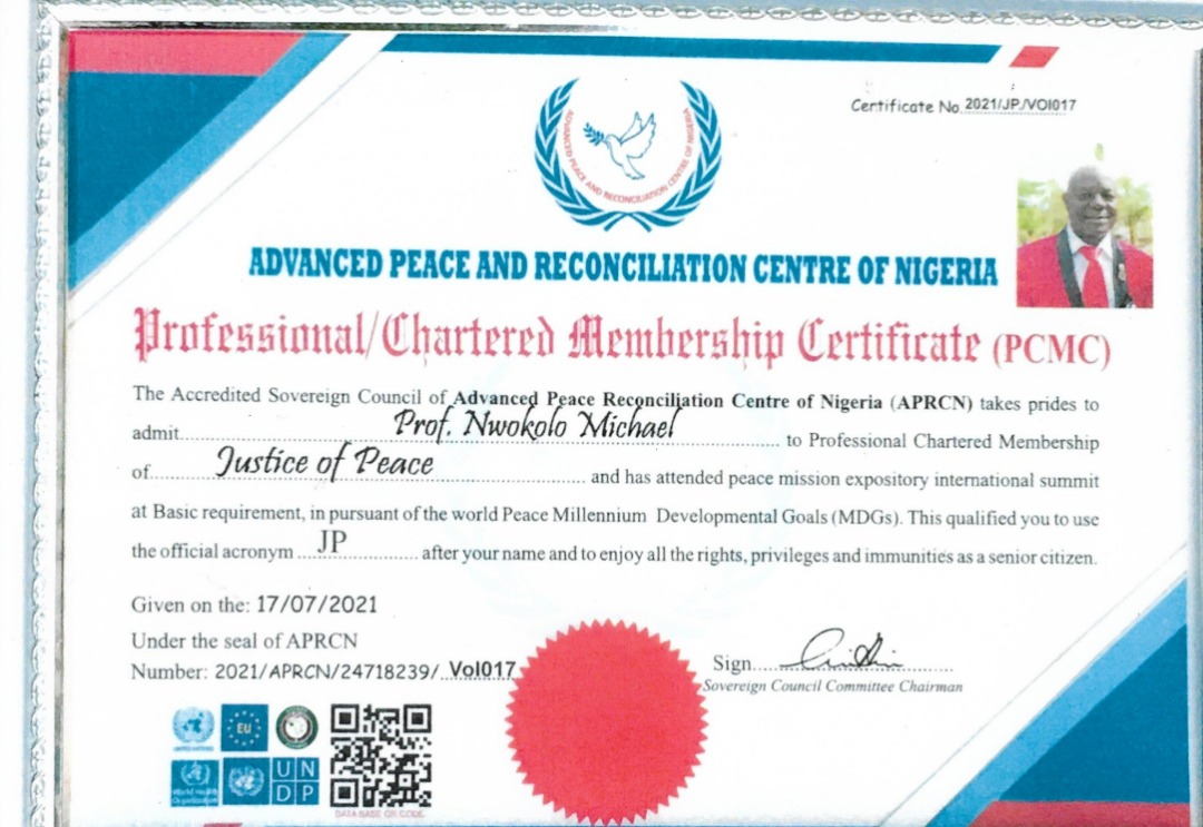 Mock certificate of achievement
